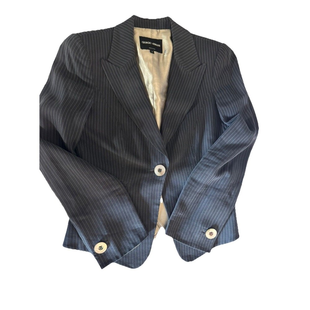 Giorgio Armani navy blue ladies silk suit Size 38